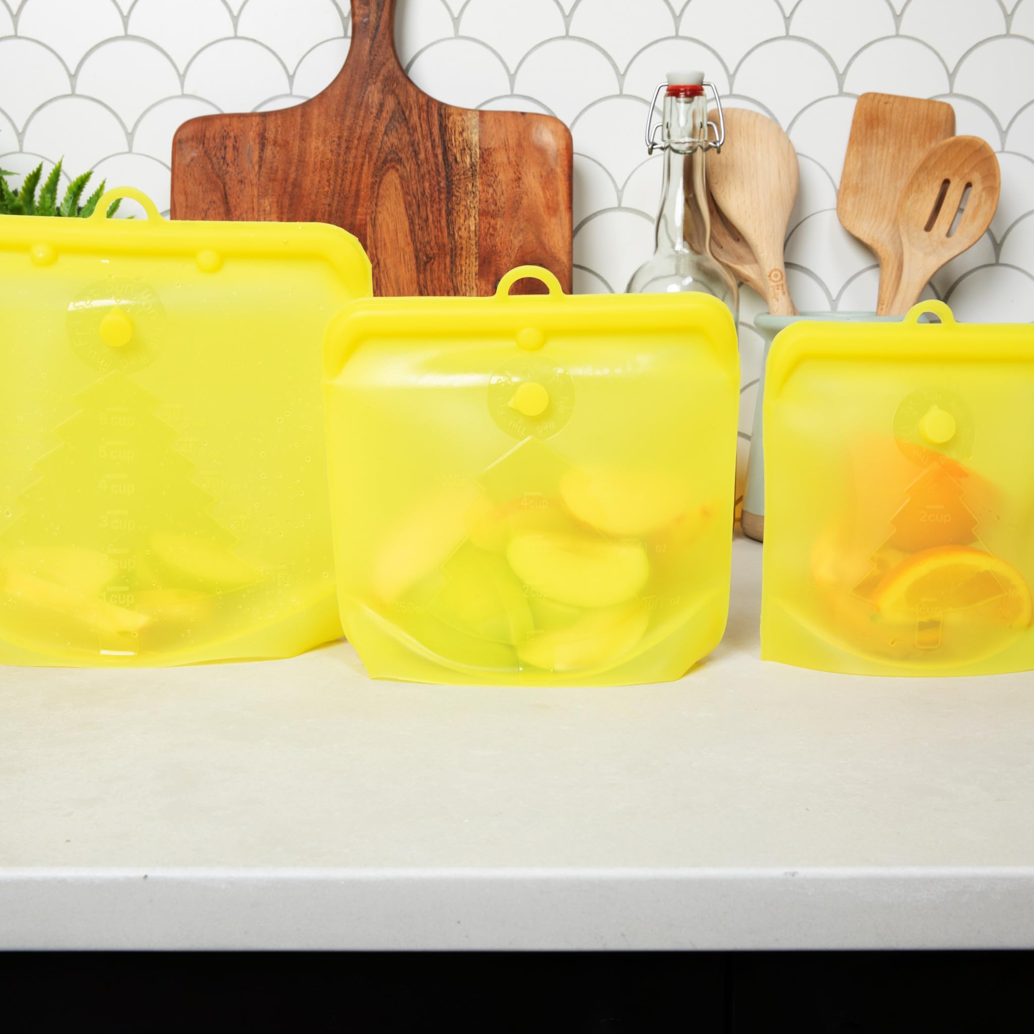 TM Rehoboth - Sacchetti riutilizzabili in silicone per alimenti, ecologici, a prova di perdite, adatti al congelatore, lavabili in lavastoviglie, multiuso, confezione da 3, 3 dimensioni da 500 ml,