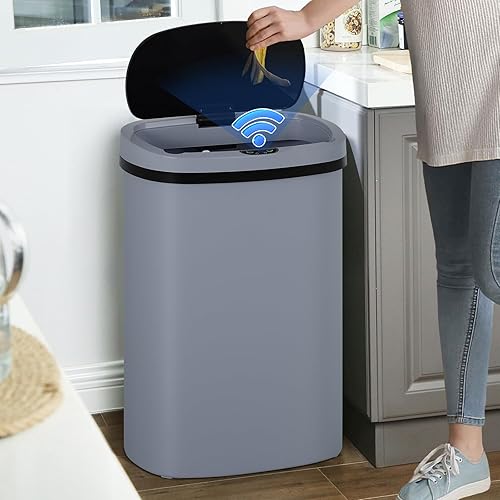 Miniatura 12 de Dkeli Bote de Basura Automático de 13 Galones, Bote de Basura de Cocina de 50 Litros Sin Contacto con Tapa, Contenedor de Residuos Cepillado