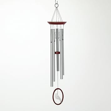 Woodstock Wind Chimes for Outside, Garden, Patio, Porch and Outdoor Decor 24 Silver Wind Fantasy Wind Chimes Cardinal WFCCA