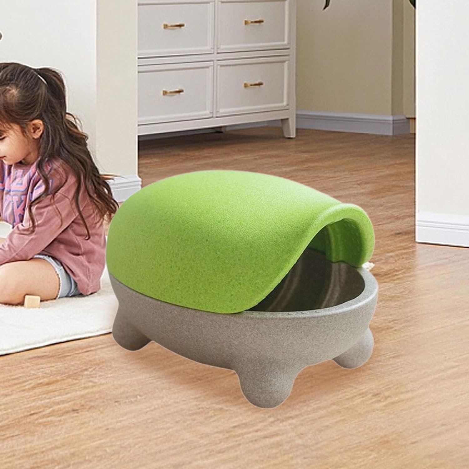 Turtle Stool, Multipurpose Storage Ottoman, Space Saving Storage Seat Chest, Cute Stool Organizer Box for Children, Kids, Green