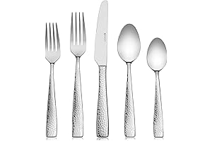 Hudson Essentials 40-Piece Heavyweight Hammered Flatware Set for 8