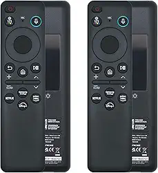 Pacote com 2 controles remotos BN59-01432A por voz solar, controle remoto Bluetooth recarregável USB-C com carregamento solar compatível com Samsung Frame Smart TV, Samsung Neo QLED S90D Smart 8K HDR