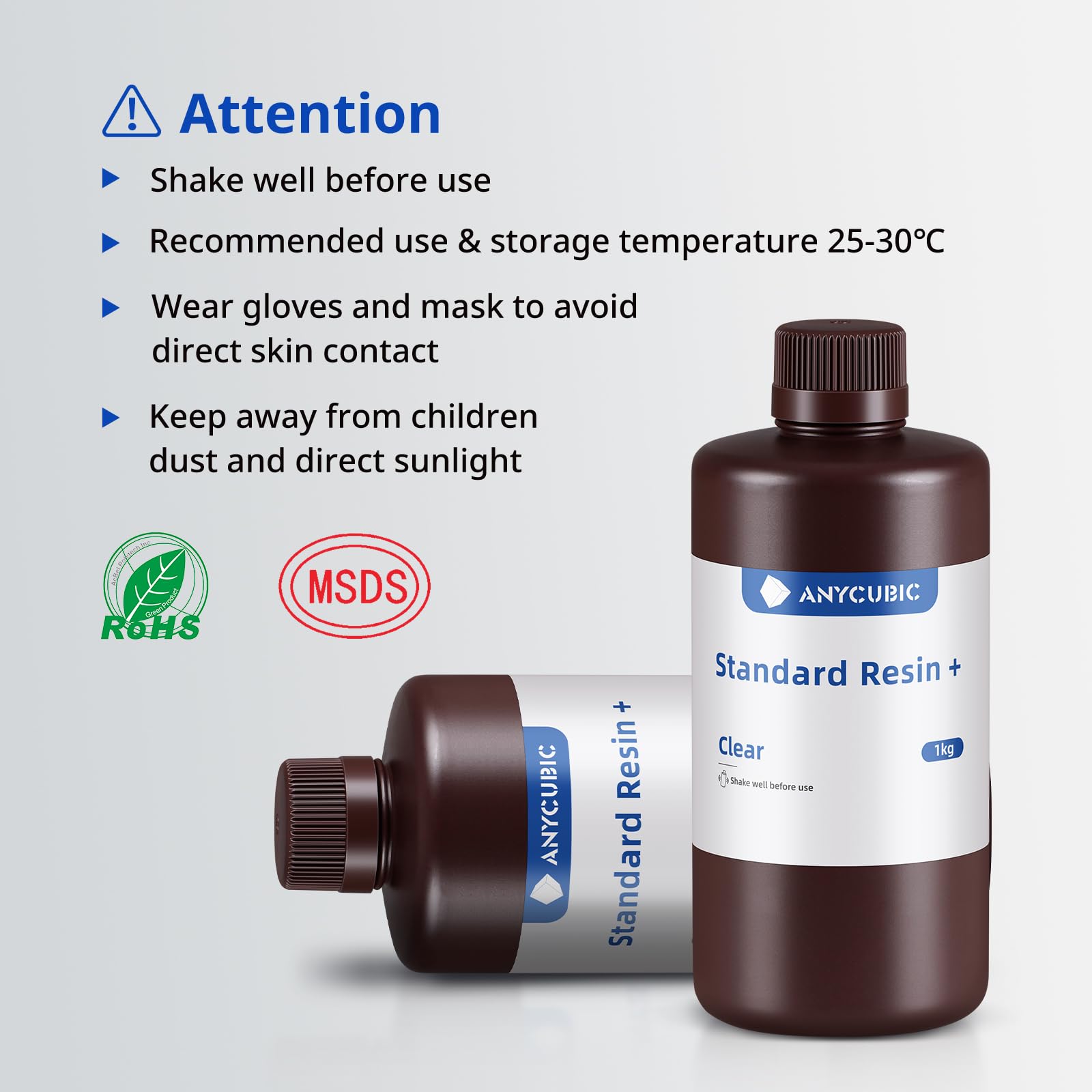 ANYCUBIC Żywica Standard Plus do drukarki 3D, żywica, półprzezroczysta, 2 kg | Szybka żywica polimeryzacyjna UV SLA 405 nm, wysoka precyzja i szybki fotopolimer do druku 3D LCD/DLP/SLA