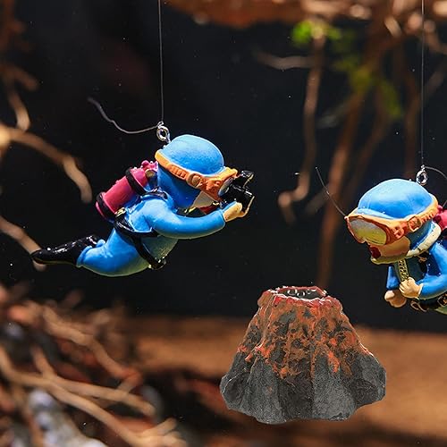 Miniatura 7 de Aventura! Lindas decoraciones de pecera, paquete de 3 decoraciones flotantes para acuario, divertida decoración de pecera, adorno retro de pulpo