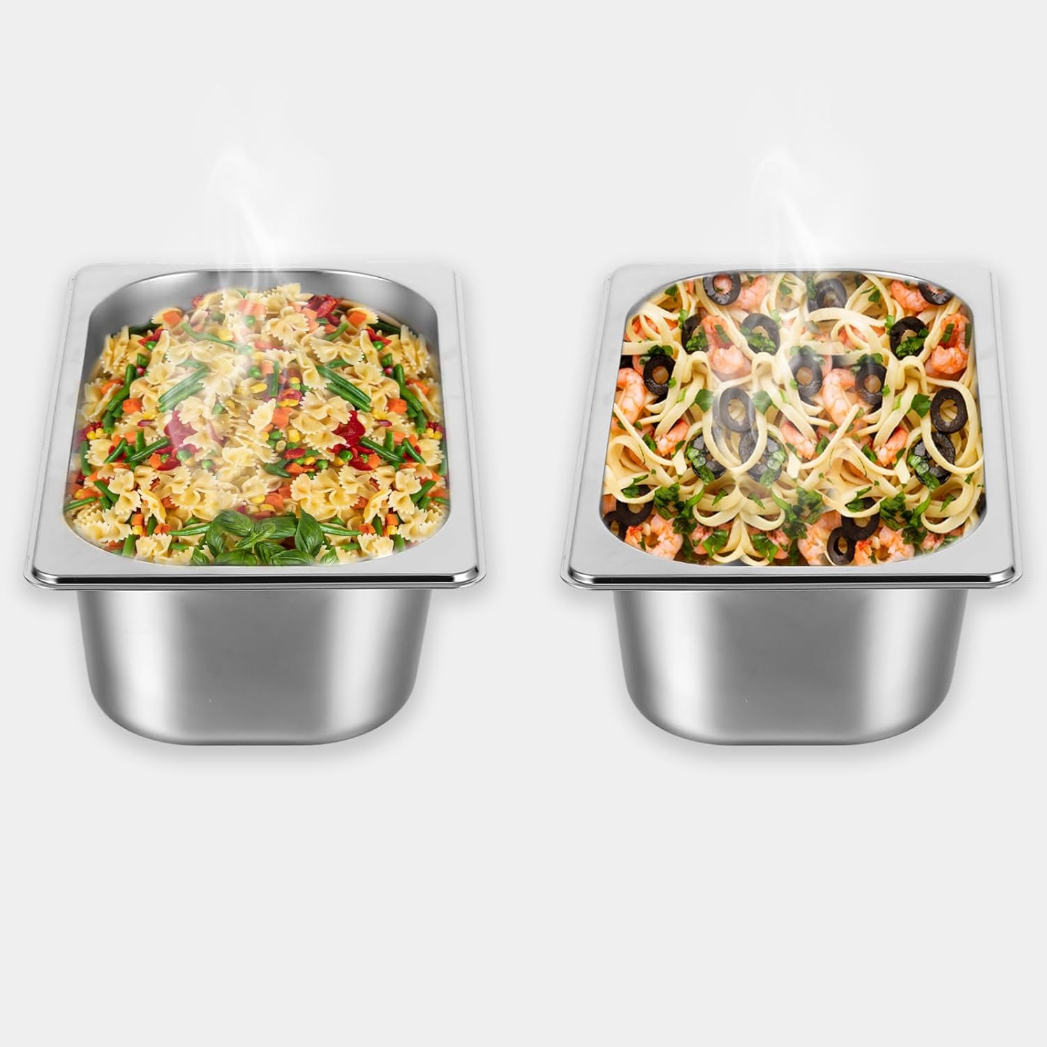 2 Pack 1/3 Size Stainless Steam Hotel Pan with Lid, 3-5/8" Depth Steam Table Pan Restaurant Supplies Reusable Anti Rust Water Tool for Home, Party, Restaurant, Hotel, Buffet - Image 5