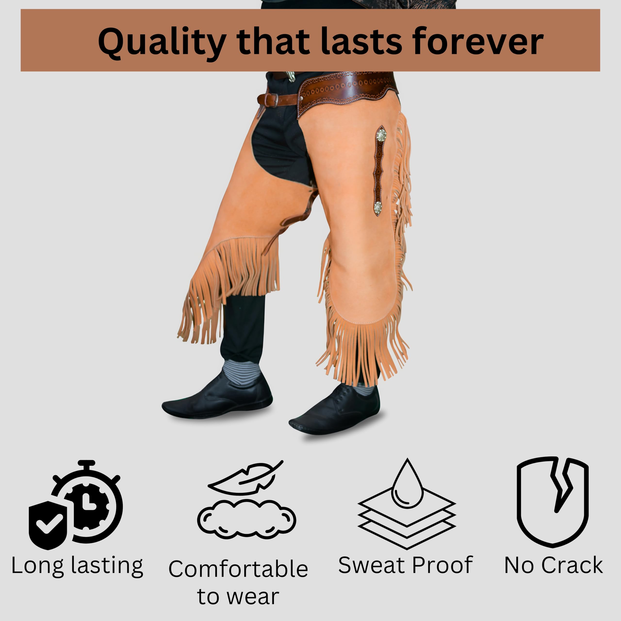 Hulara Chaps Western Cowboy pelle scamosciata per uomo donna con giogo