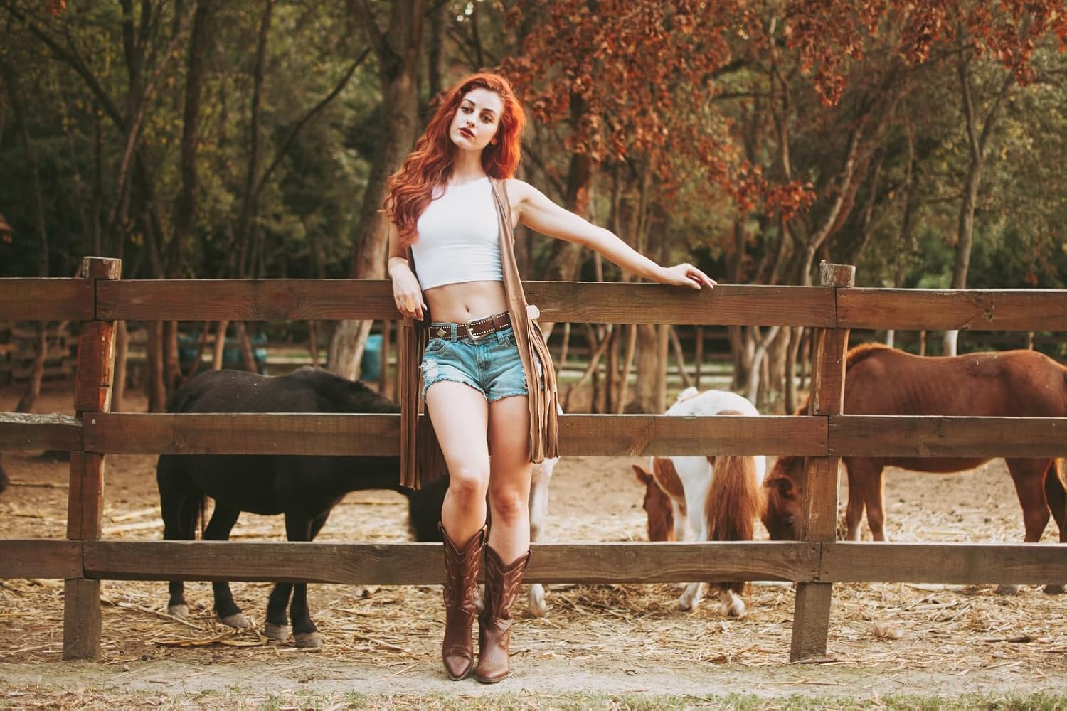 CICOCI 70s Outfits For Women 60s Hippie Costume Cowgirl Pink Fringe Vest Boho Tassel Sleeveless Peace Accessories - Image 3