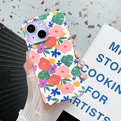 Miniatura 4 de J.west Funda compatible con iPhone 14 de 6.1 pulgadas con protector de pantalla de vidrio templado, bonito diseño de flores de jardín, suave, a