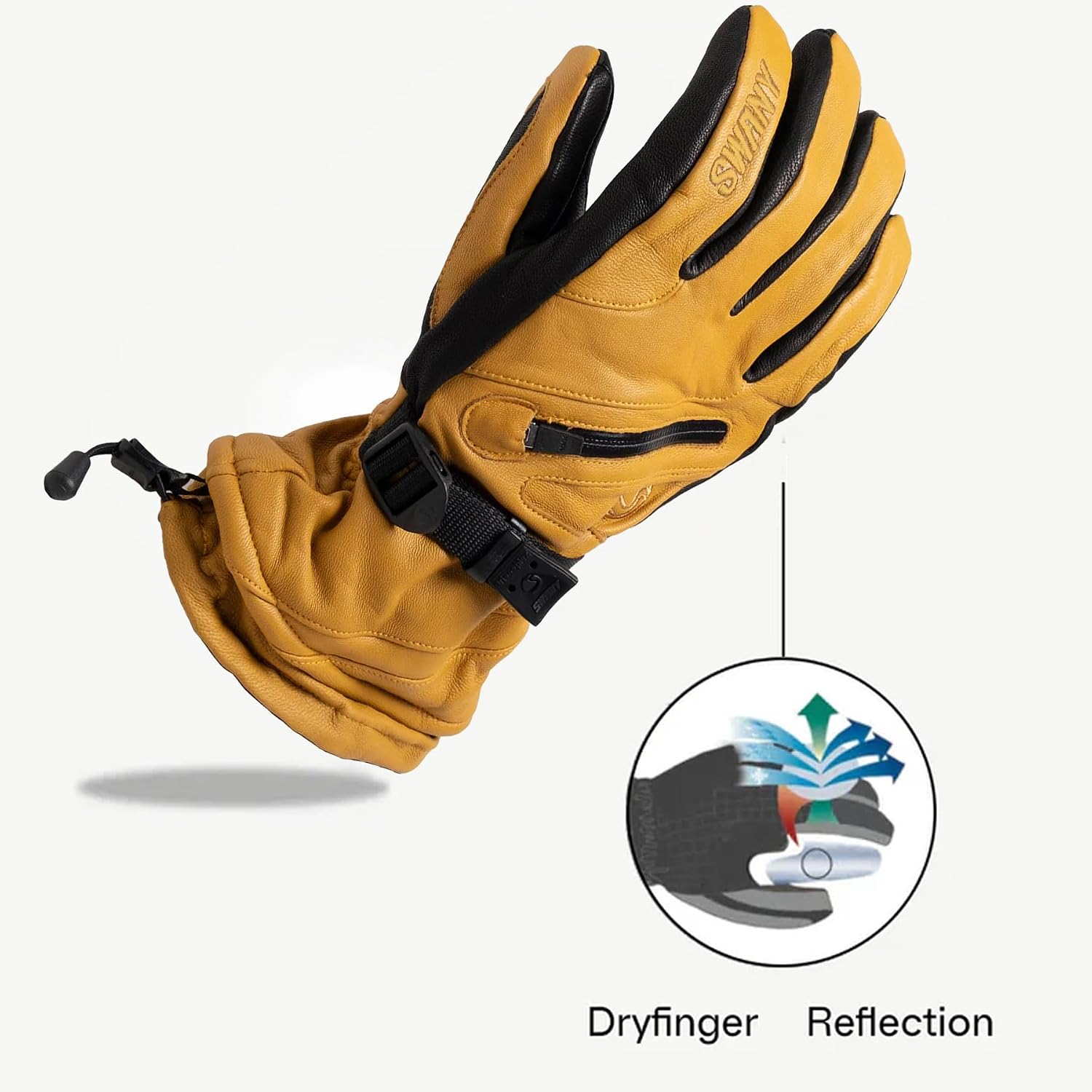 Swany Men's X-Cell 2.1 Sports Moisture-Wicking Quick-Drying Warm Durable Flexible Leather Winter Gloves