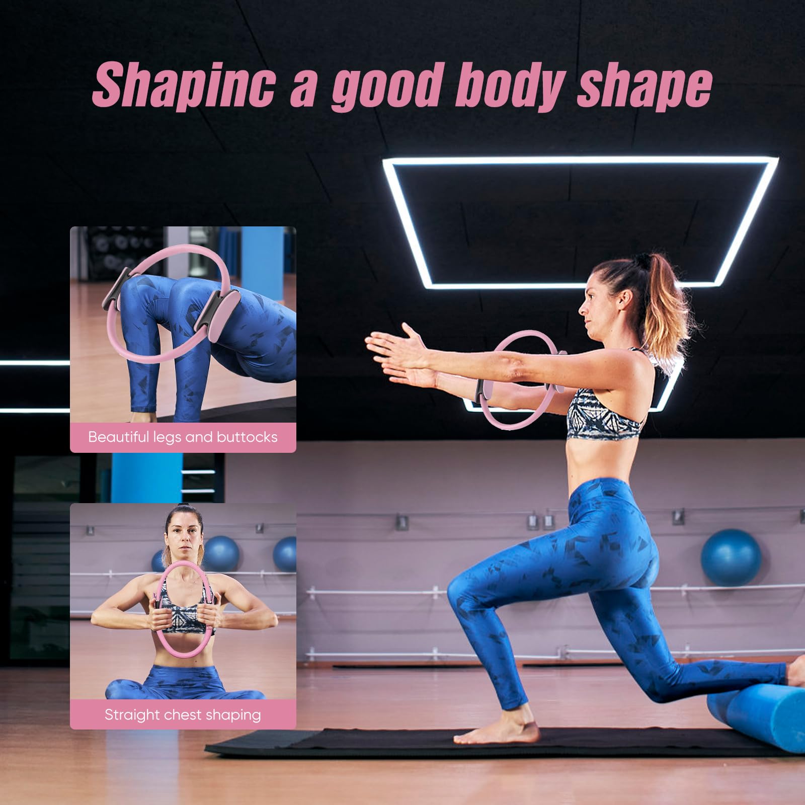 Kit Pilates 5 Pièces – Anneau De Pilates, Ballon De Yoga, Bandes De Résistance – Pour Maison, Femme Et Débutants
