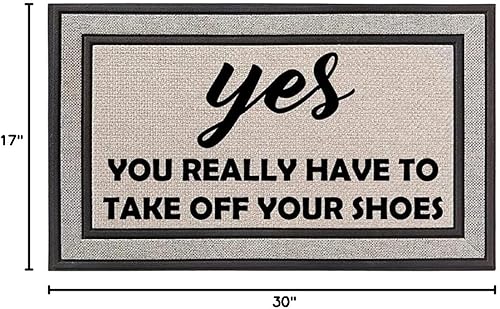 Miniatura 3 de Felpudo para interiores y exteriores, gris, beige, negro, con parte trasera de goma, lindo tapete para puerta de decoración divertida, 17 x 30