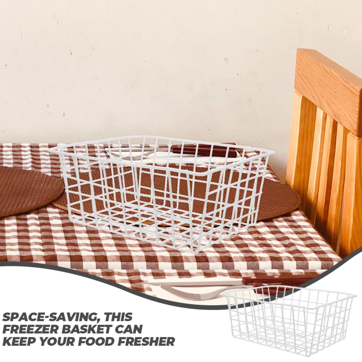 2 Stück Drahtkorb Aufbewahrungskorb 28X215X12cm Weiß Gefrierschrank Organizer Kühlschrankkorb Obst Gemüse Vorratsbehälter für Speisekammer