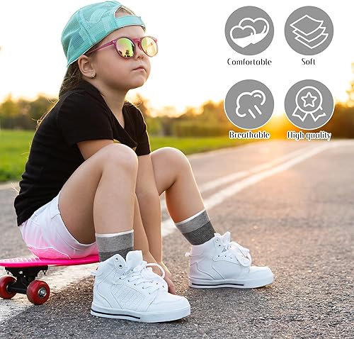 Vista 12 de Haysandy 4 Pieces/ 2 Pair Kids Ankle Support Brace Elastic Kids Compression Socks Knitted Ankle Sleeve for Jogging Running Fitness (Pink,5-10 Years)