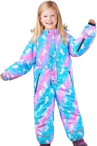 PAMAID Traje de nieve de una pieza para niños, trajes de esquí, chaquetas y overoles para niñas, impermeables, para invierno, al aire libre,