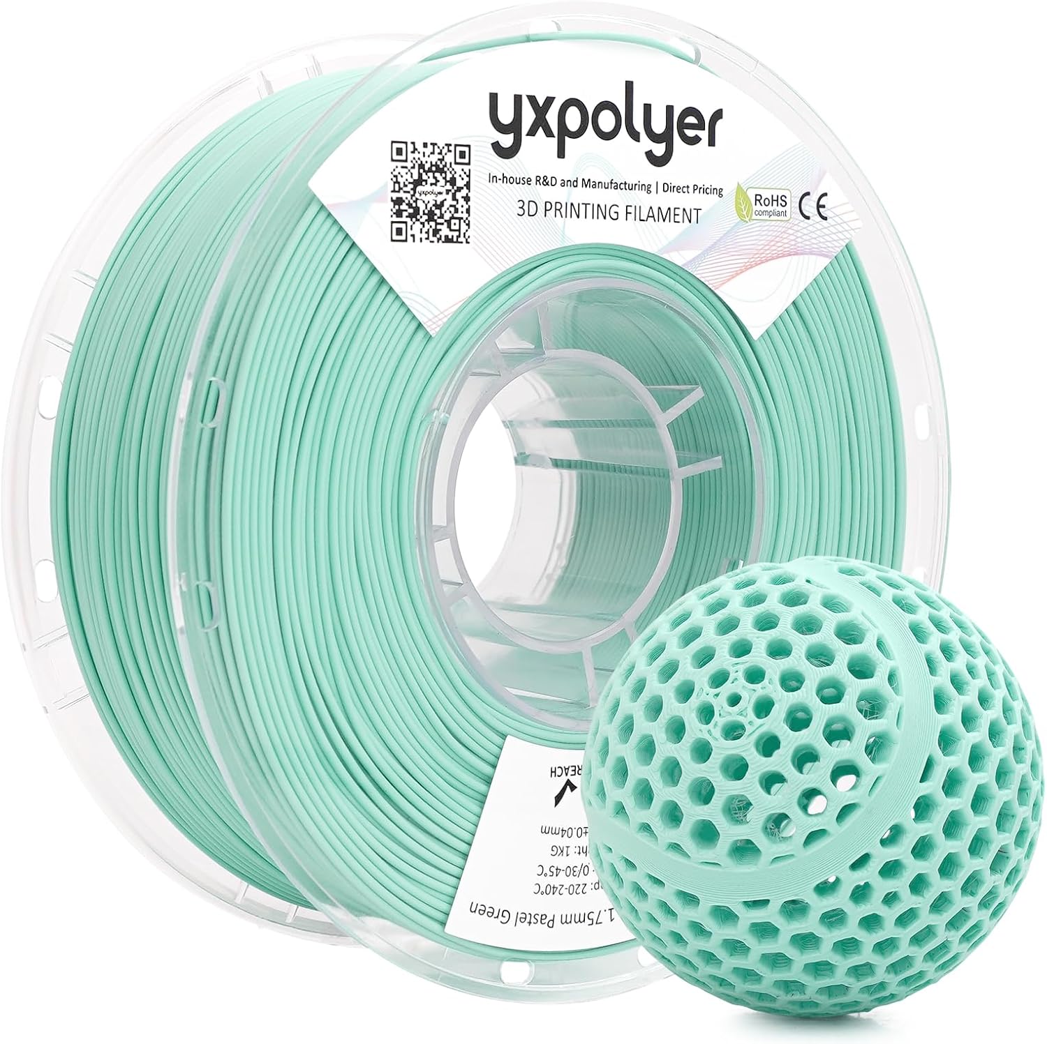 Flexible PLA Filament 1.75mm 1kg for Dog Toys, Mint Green