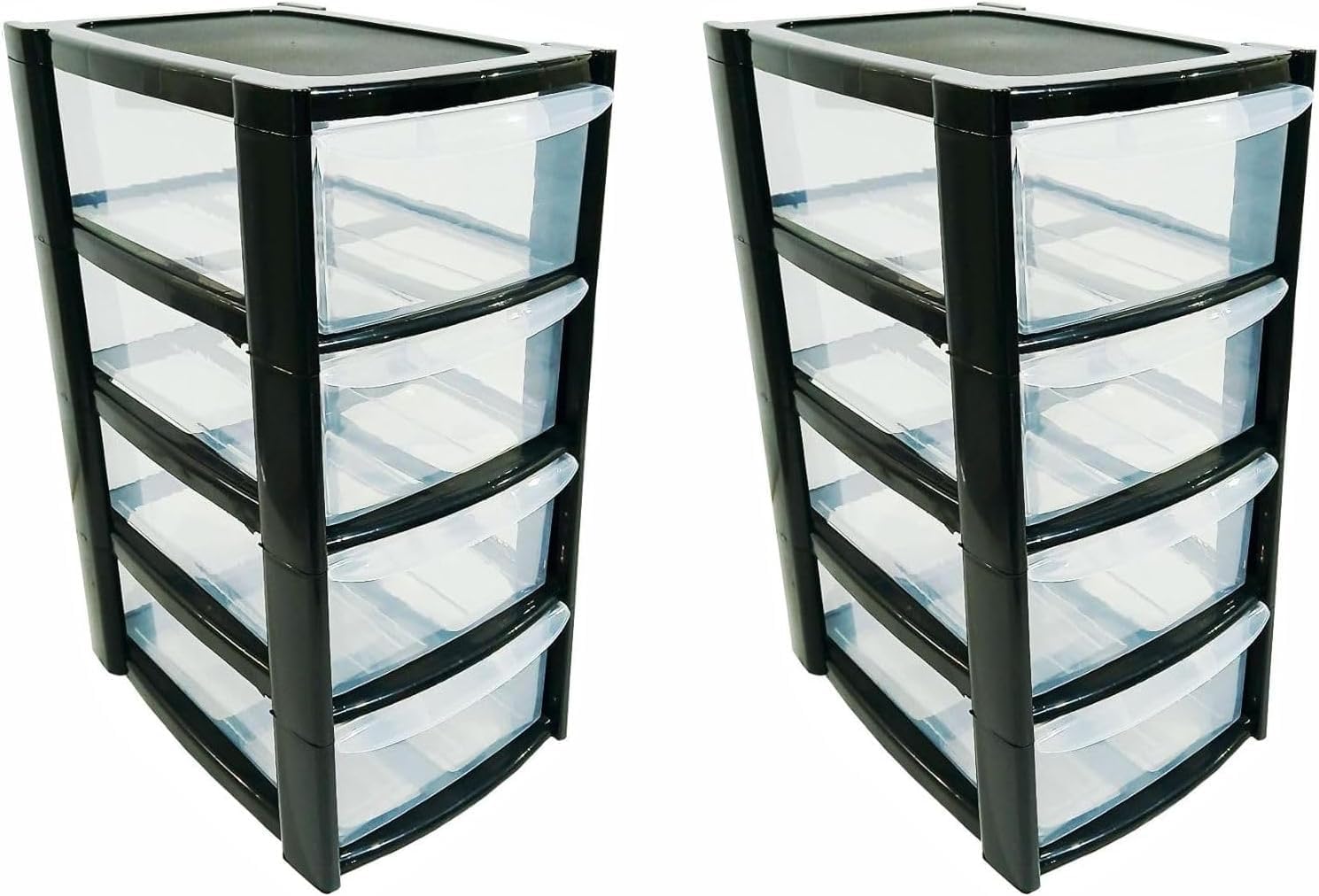 RelianceUK 4 Tier Mini Plastic Storage Drawers (Pack of 2) | Space Saving Home Kitchen Office File Stationary Desk Organiser | Desktop Table Top Unit Cabinet Drawer | (26.5 X 19.3 X 40CM)(4 Tier)