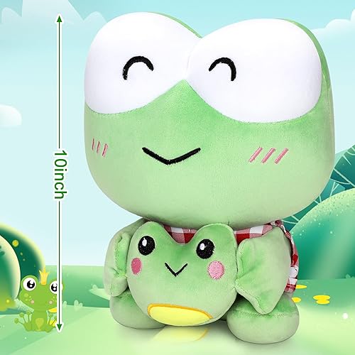 Miniatura 2 de Lindos juguetes de peluche de rana de 10 pulgadas, animales de peluche Kawaii de dibujos animados súper suaves de anime, muñeca de peluche de