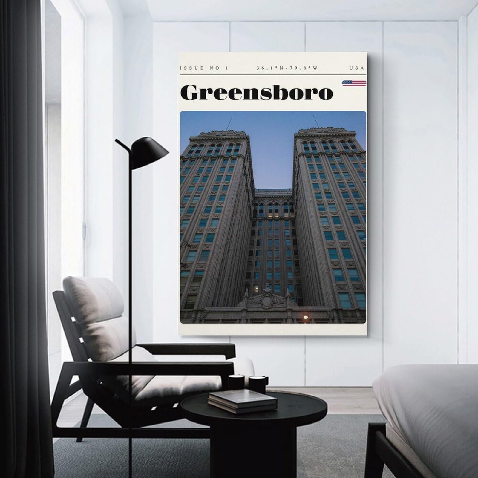 Junmoney Greensboro Travel Art Decorative Canvas Print 24x36inch(60x90cm), for Gallery Wall Layouts in Home Or Office, Home Wall Art for Statement Displays