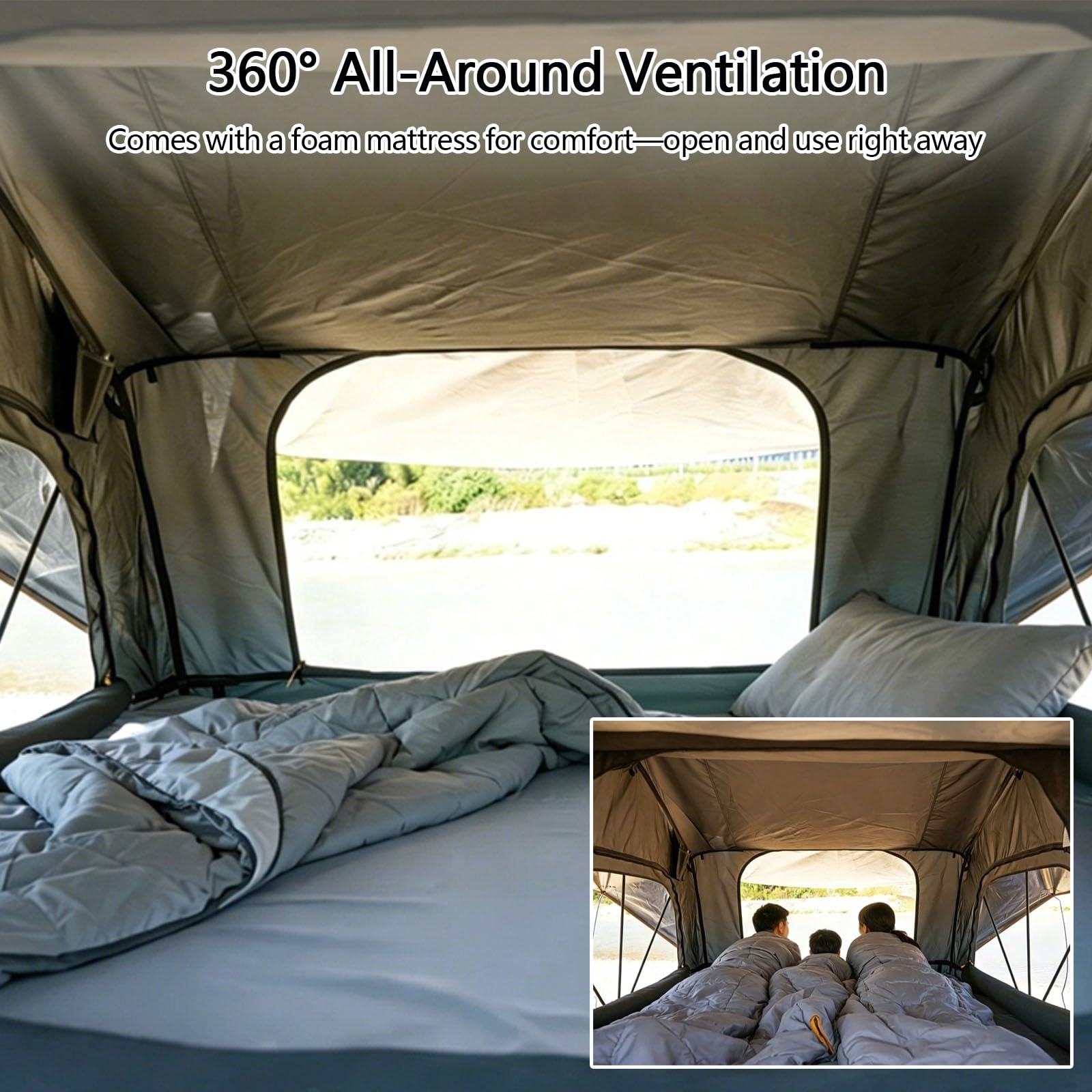 Tenda Da Tetto Impermeabile Per 2-4 Persone, Tenda Da Tetto Rigida, Montaggio Rapido, Ventilazione A 360°, Per Campeggio In SUV, Camion E Overlanding(Black,S)