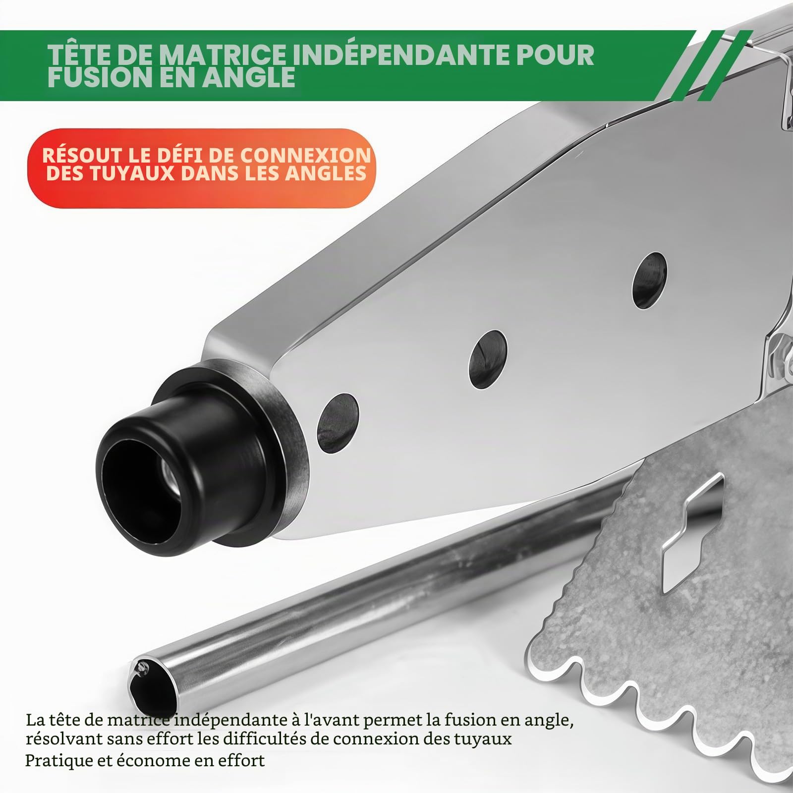 Machine à souder professionnelle pour manchons avec affichage numérique (100-320 ℃), soudeuse de tuyaux en plastique (20-63 mm) pour soudage bout à bout (avec ciseaux) (modèle 63 – tête de modèle
