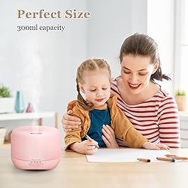 Aromatherapy Essential Oil Diffuser for Room: Air Humidifier Aroma Scent Cool Mist Colorful Lights Cute Small Large Waterless Auto Off Ultrasonic Diffusers for Home Bedroom Pink (300ml)