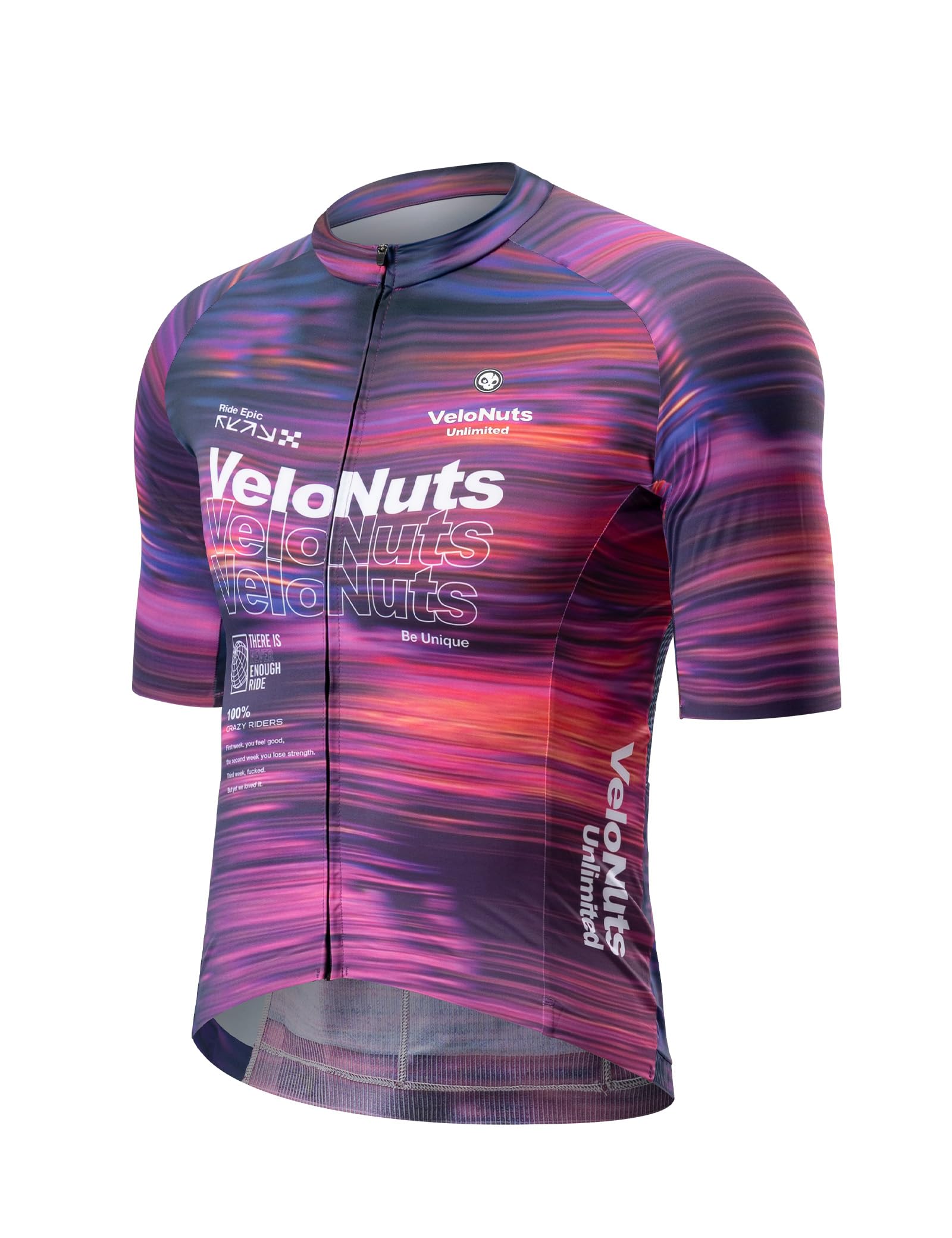 Fahrradtrikot Herren Kurzarm, Schnelltrocknend Atmungsaktiv Radtrikot, Leicht Kurze Passform Rennradtrikot mit 3 Rückentaschen, Reißverschluss für Rennrad und Outdoor, Lila