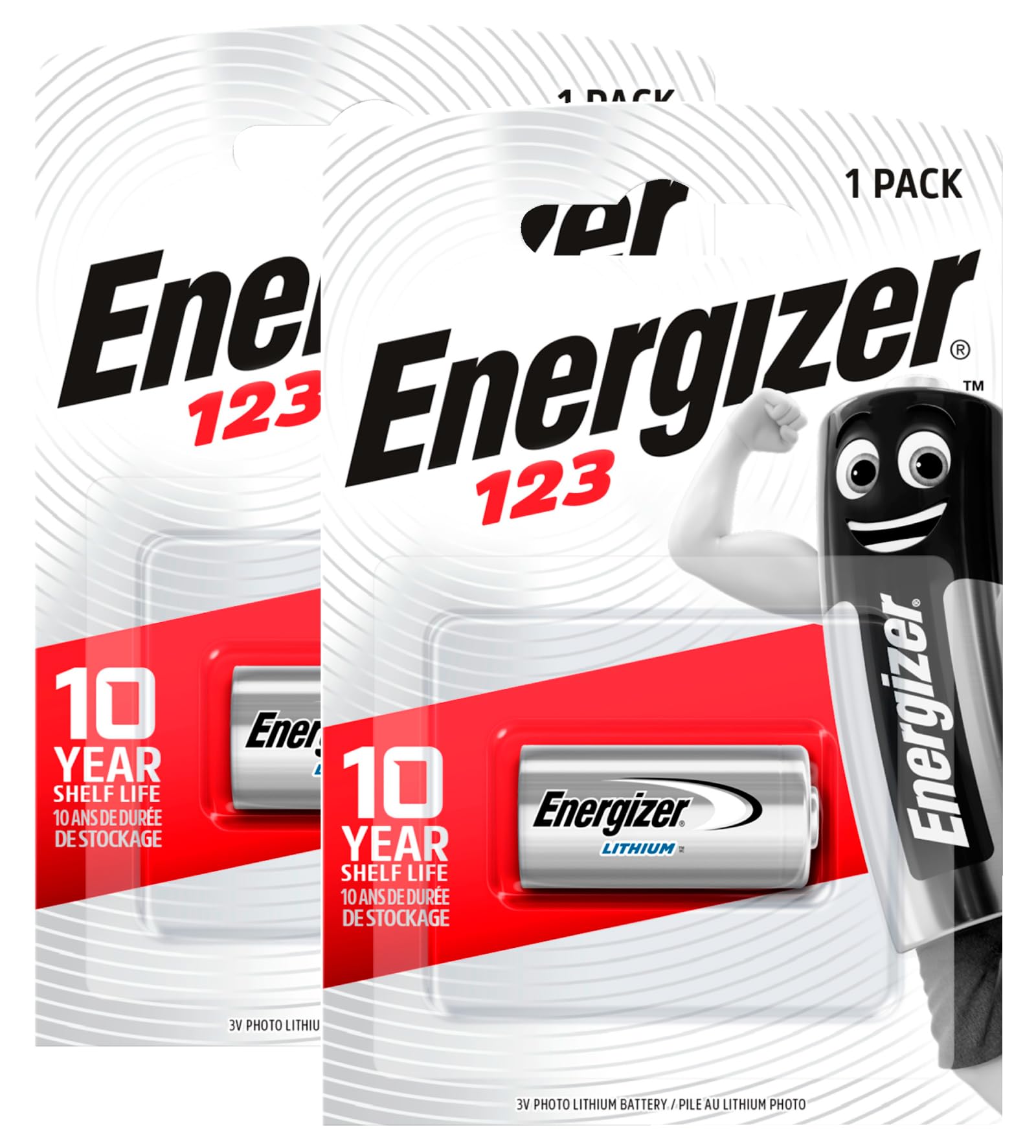 2 batteries Energizer 123 Lithium 3V Piles CR123 pour Caméras Caméras Caméras Numériques Domotique et Détecteurs de Fumée Longue Durée De Vie Maintenir la Charge 10 Ans