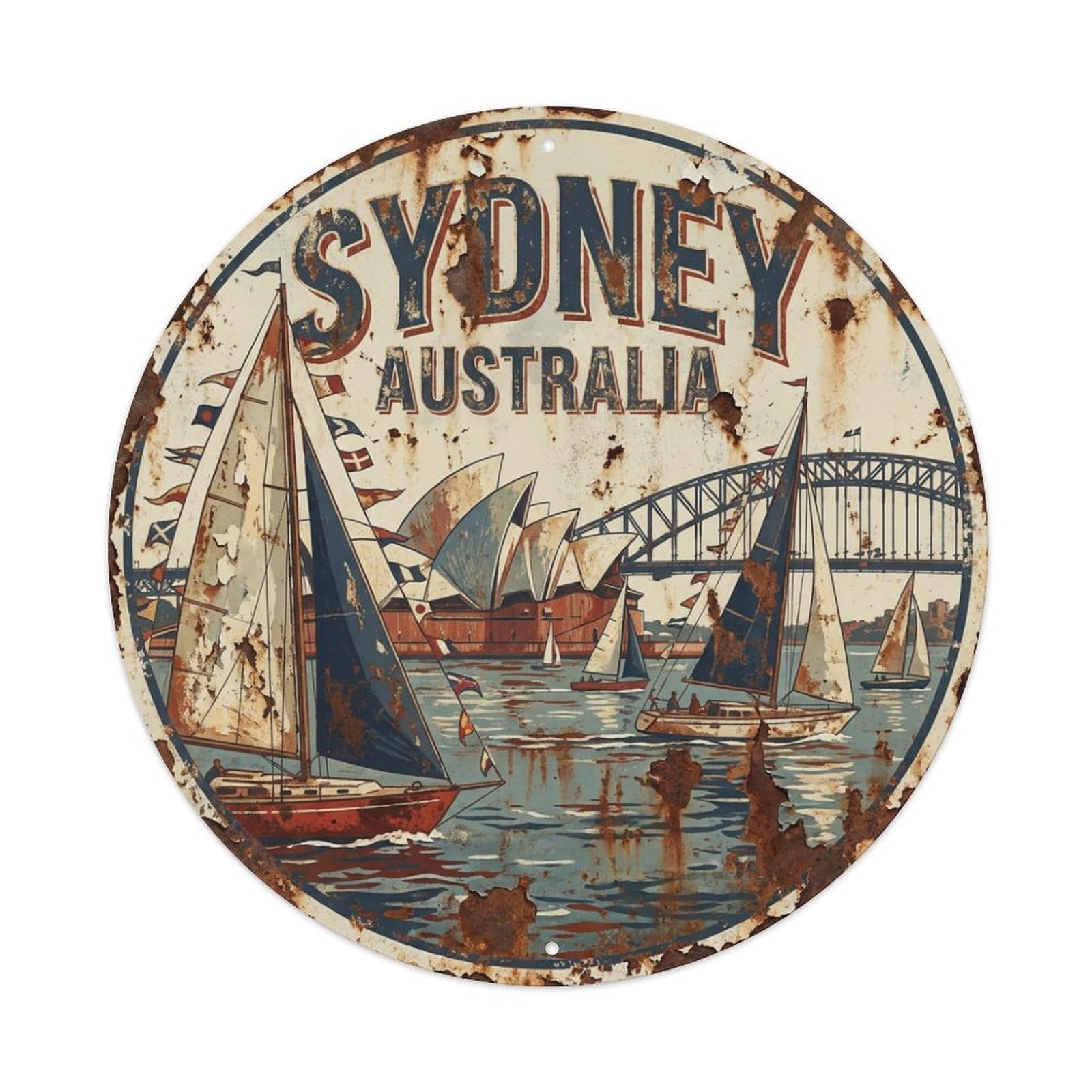 Vintage Travel Sydney Australia Seaside Metal Tin Sign
