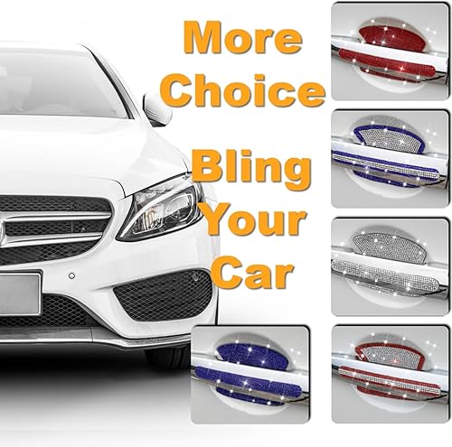 Miniatura 6 de SenseYo 8 calcomanías protectoras para manija de puerta de automóvil, calcomanías universales para evitar arañazos en el automóvil (azul)