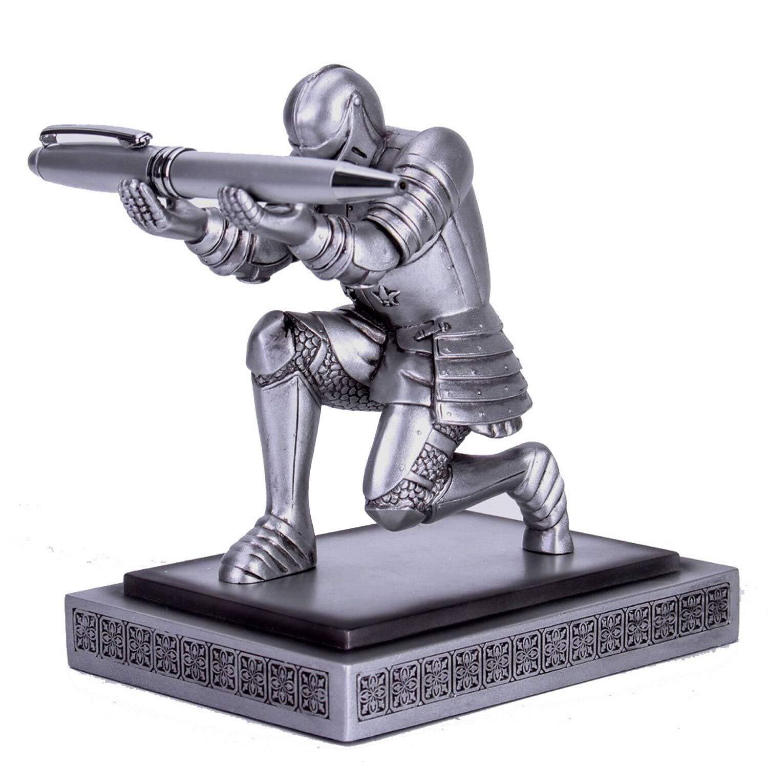 Szkoła Uchwyt na Długopisy Żywiczny żołnierz Executive obsadka do pióra stojak na biurko organizator wystroju domu Biuro Organizer(Blue,Silver)