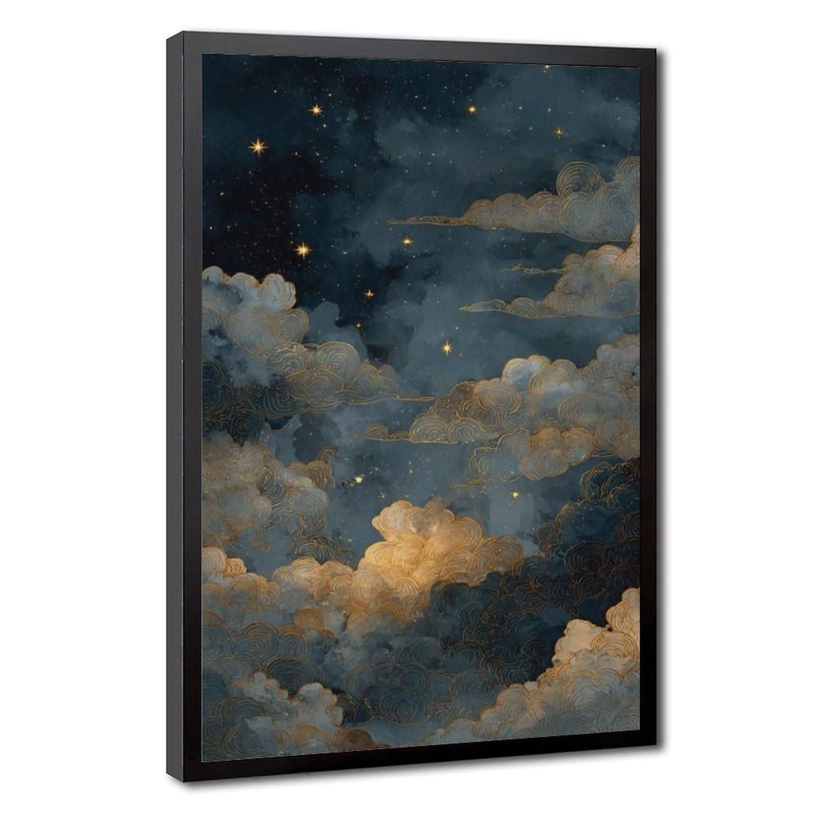 Bareronor Golden Celestial Cloud Canvas Poster Bedroom Decor Landscape Office Room Decor Gift 8" L X 12" W
