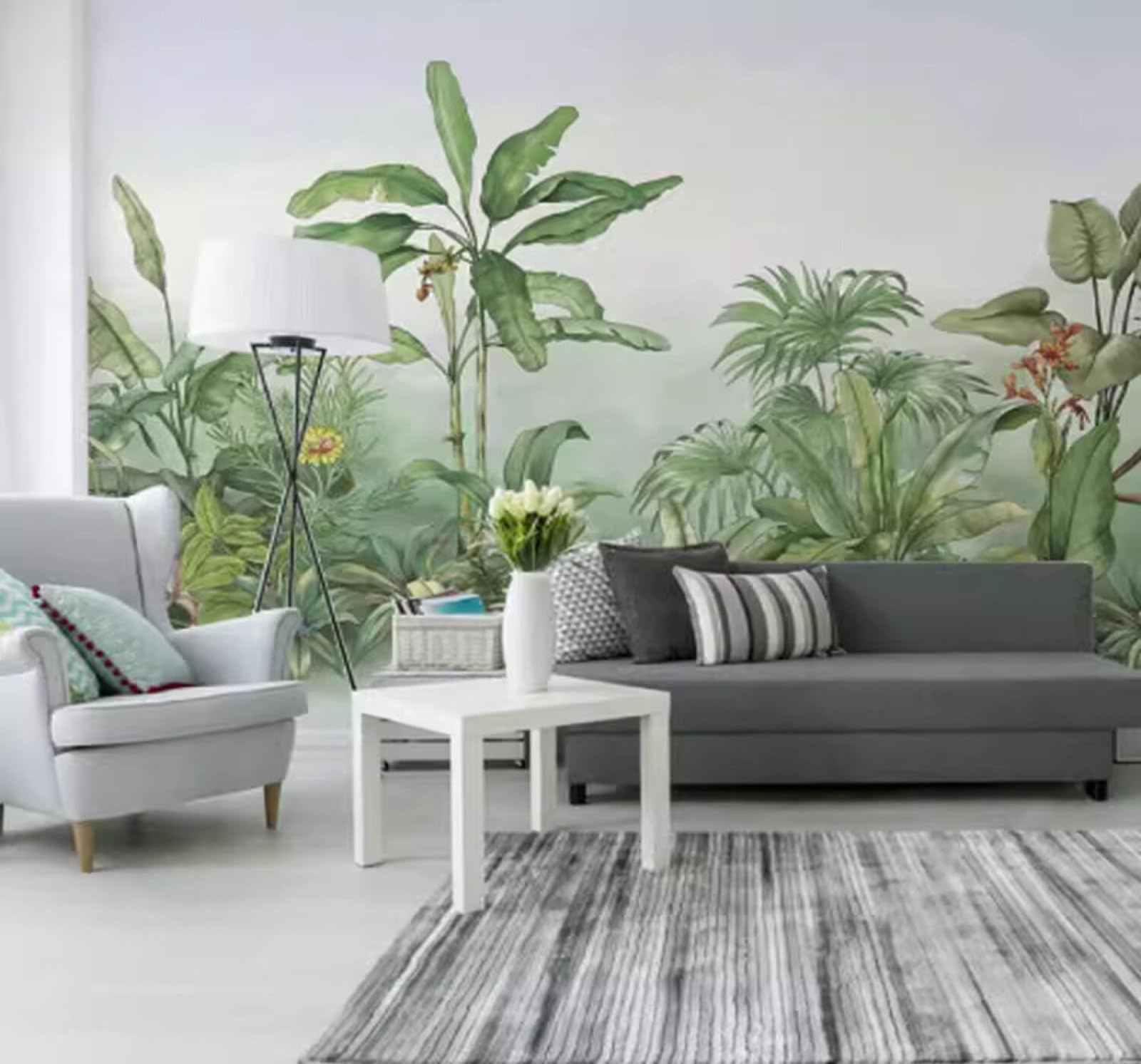 Fresh Three Dimensional Green Plants Pastoral 3D Wallpaper Easy Install Feature Office Living Room Sofa Bedroom TV Background Wall Decoration-400cm×280cm