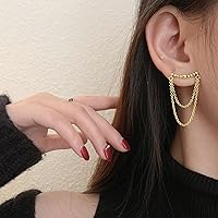 Vista 2 de SLUYNZ Aretes colgantes de plata de ley 925 para mujer, aretes colgantes de borla, bolas pequeñas