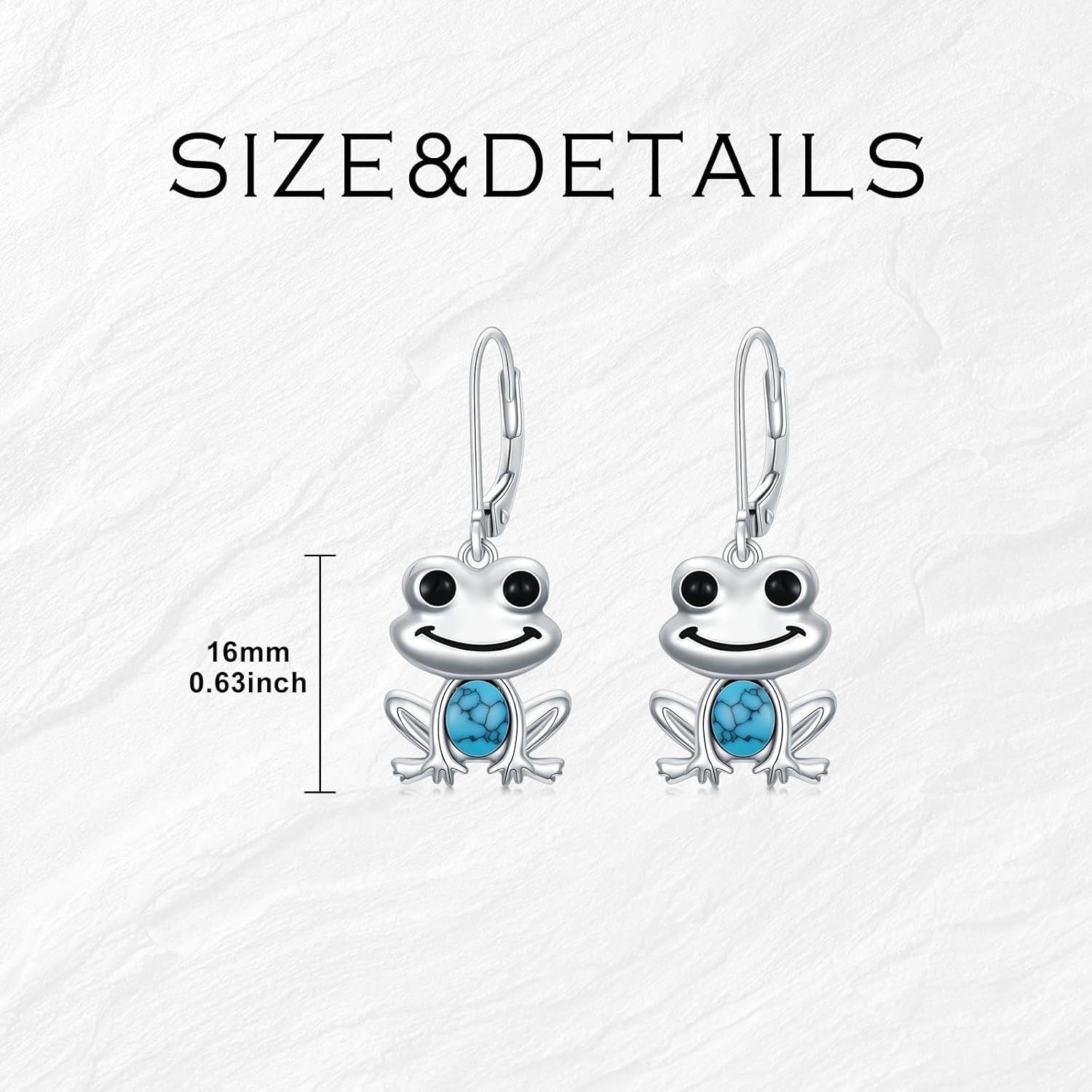 PEIMKO 925 Sterling Silver Turquoise Exquisite Frog Dangle Earrings Boho Style Drop Earrings Jewelry Gifts for Women Mother - Image 5