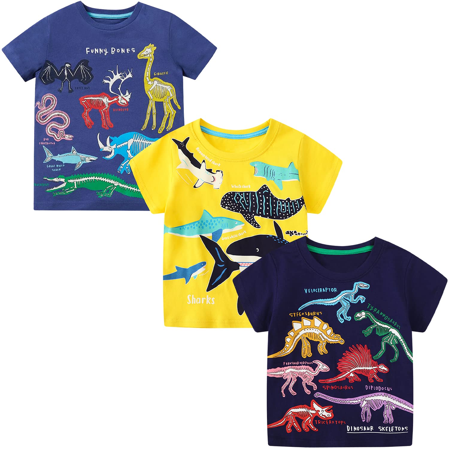 Adorel T Camiseta Manga Corta Excavadora Bebé Niño Pack de 3