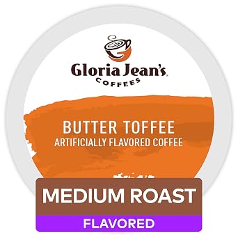Gloria Jeans Coffees Butter Toffee, Single-Serve Keurig K-Cup Pods, Flavored Medium Roast Coffee, 48 Count