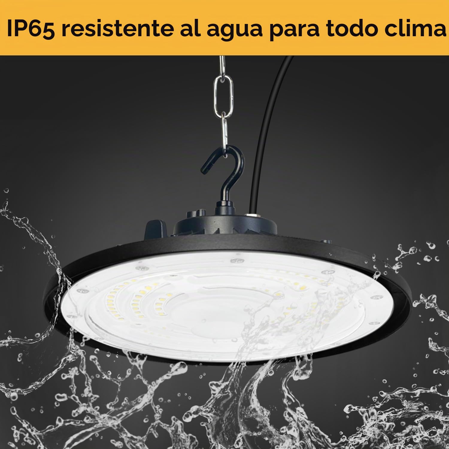 300W UFO LED Lámpara de Alta Bahía,Fosingut 30000LM Focos Led Interior Techo,6500K BlancaFría IP65 Impermeable Campana LED Industrial,High Bay lampara led techo para Fábrica,Garaje,Taller (1pcs)
