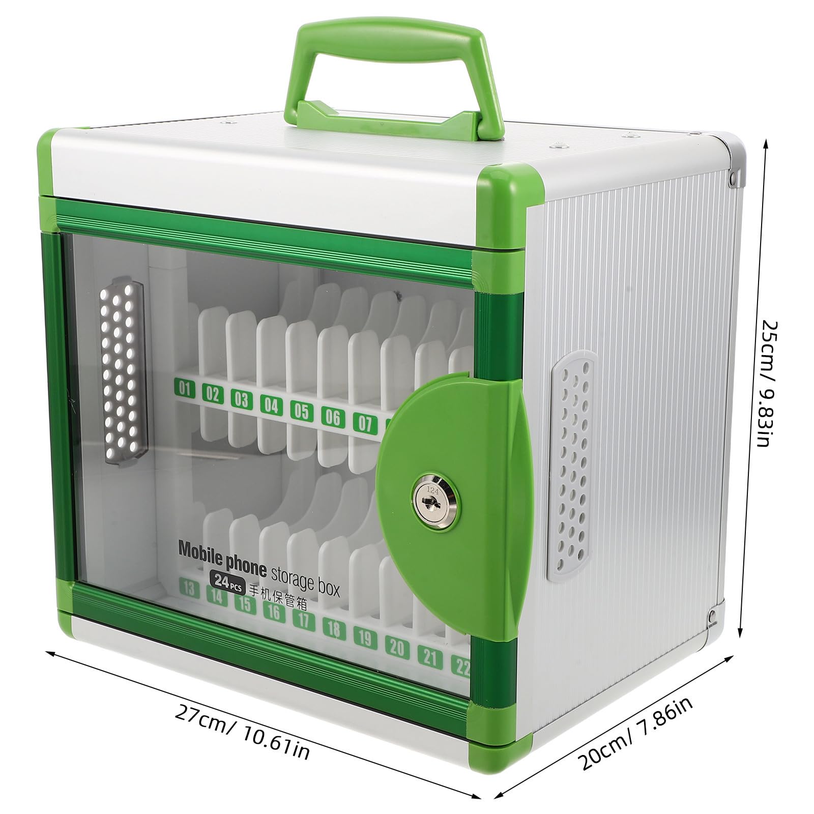 TOYANDONA Armadio Portacellulare Portatile in Lega di Alluminio con 24 Scomparti e Serratura, Design Contemporaneo per Aule Scolastiche e Uso Esami