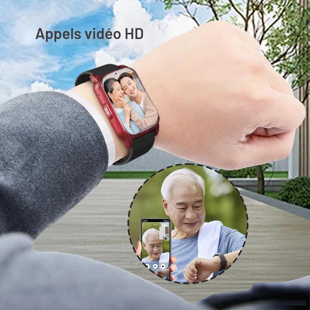 Bracelet Alarme Personne Agee, Détection De Chute Montre Connectée, Montre Traceur GPS Appel Vocal HD Et Étanche, Montre Connectée Petit PoignetBlack,1.25 * 0.57 * 2.22inch