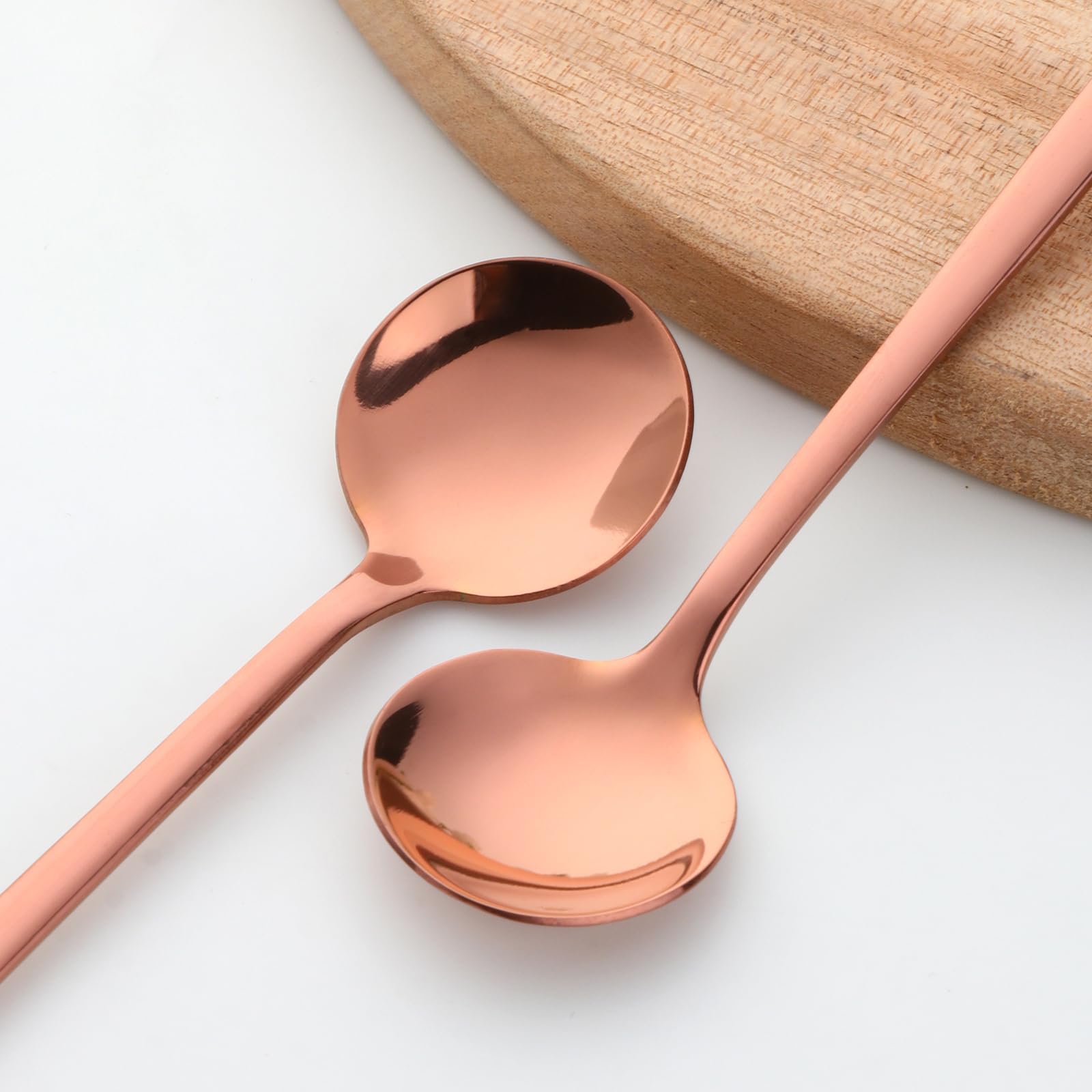 TEHAHA - 8 cucharas de café, cucharas de espresso de acero inoxidable, mini cucharas de té de 5.3 pulgadas, cucharas agitadoras de capuchino, juego de cucharas redondas pequeñas y ligeras para café,