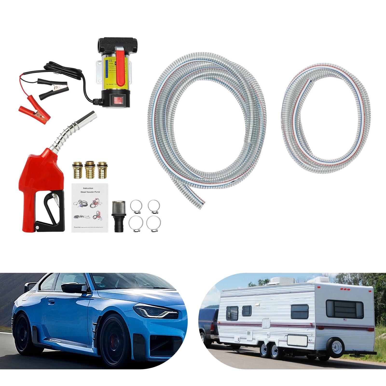 Pompa dell'olio Pompa di trasferimento diesel a portata, pompa dell'olio combustibile diesel, kit pompa dell'olio elettrica autoadescante regolabile Extractor Aspirazione Della(230V 200W 50L)