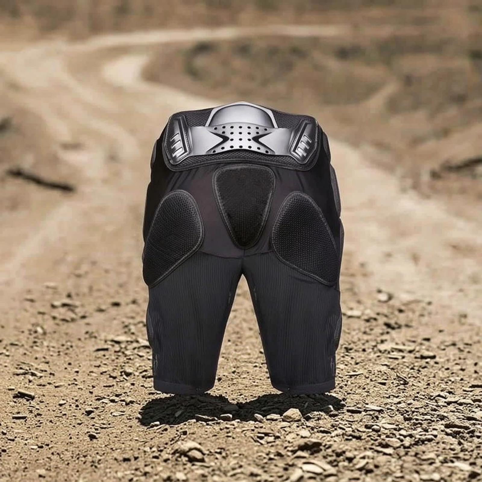 Pantaloni Motociclismo Protettivi Shorts Imbottiti Paracolpi Protezioni EVA Rinforzi Ginocchio Ventilazione Rete Fascia Elastica Sotto Pantaloni Adatti per Motocross Bici Training, Nero, XL