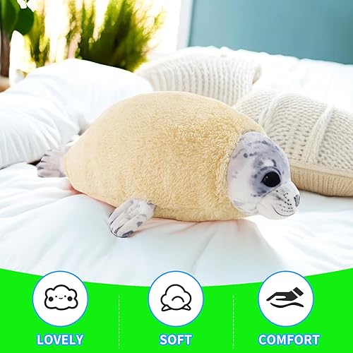Miniatura 2 de Almohada de felpa de sello de molting de 20 pulgadas, peluches de sello gordito para niños y niñas, almohada para niños, lindos peluches de animales