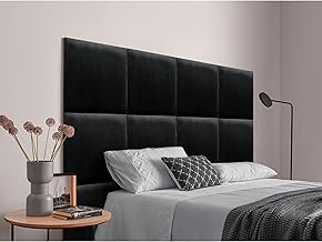 DHOME Tête de lit tapissée composée de Velours Interchangeable et Auto-adhésif Chambre à Coucher de Luxe Panneaux tapissés (Noir, 180cm)