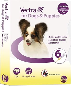 Vectra for Dogs & Puppies Flea Treatment & Prevention for Extra Small Dogs 2.5 10 lbs. 6-Month Supply
