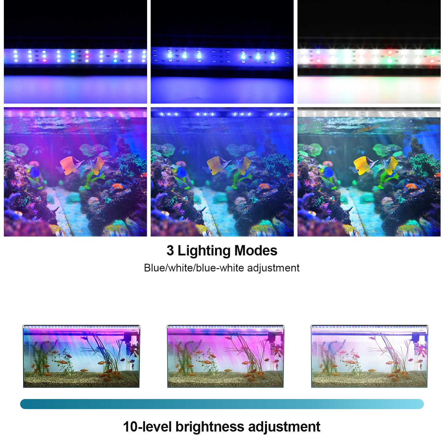 Iluminación LED para acuario, iluminación de 36 W, barra de luz para acuarios con temporizador automático, lámpara RGB Spectrum para acuarios de agua de 87 – 110 cm