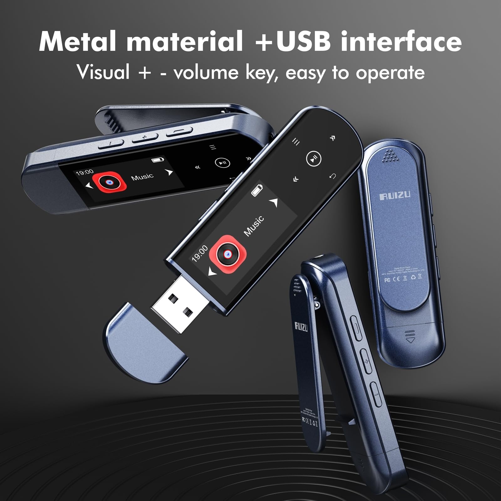 Przenośny odtwarzacz MP3 USB 32 GB z Bluetooth 5.3, klips do uprawiania sportu i biegania, radio FM, dyktafon głosowy, transmisja plików na telefon komórkowy i cyfrowy dźwięk