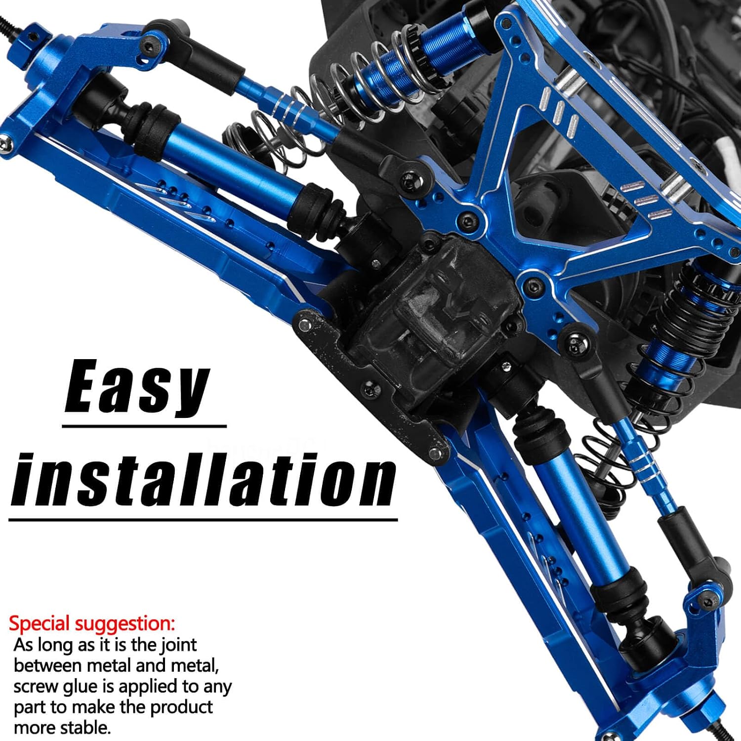 RC Upgrades Part for 1/10 Slash/Stampede/Rustler 4x4 VXL,Aluminum Caster Block,Steering Blocks,Rear Stub Axle Carriers,Steering Bellcranks Hop Ups,Navy Blue