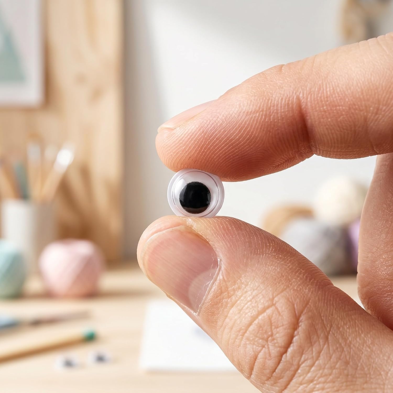 TIDTALEO 1000pcs Black Googly Eyes with Waterproof Back Glue for Crafts and Kindergarten Art Projects, Small Round Plastic Wiggle Eyes, Safe and Easy to Stick