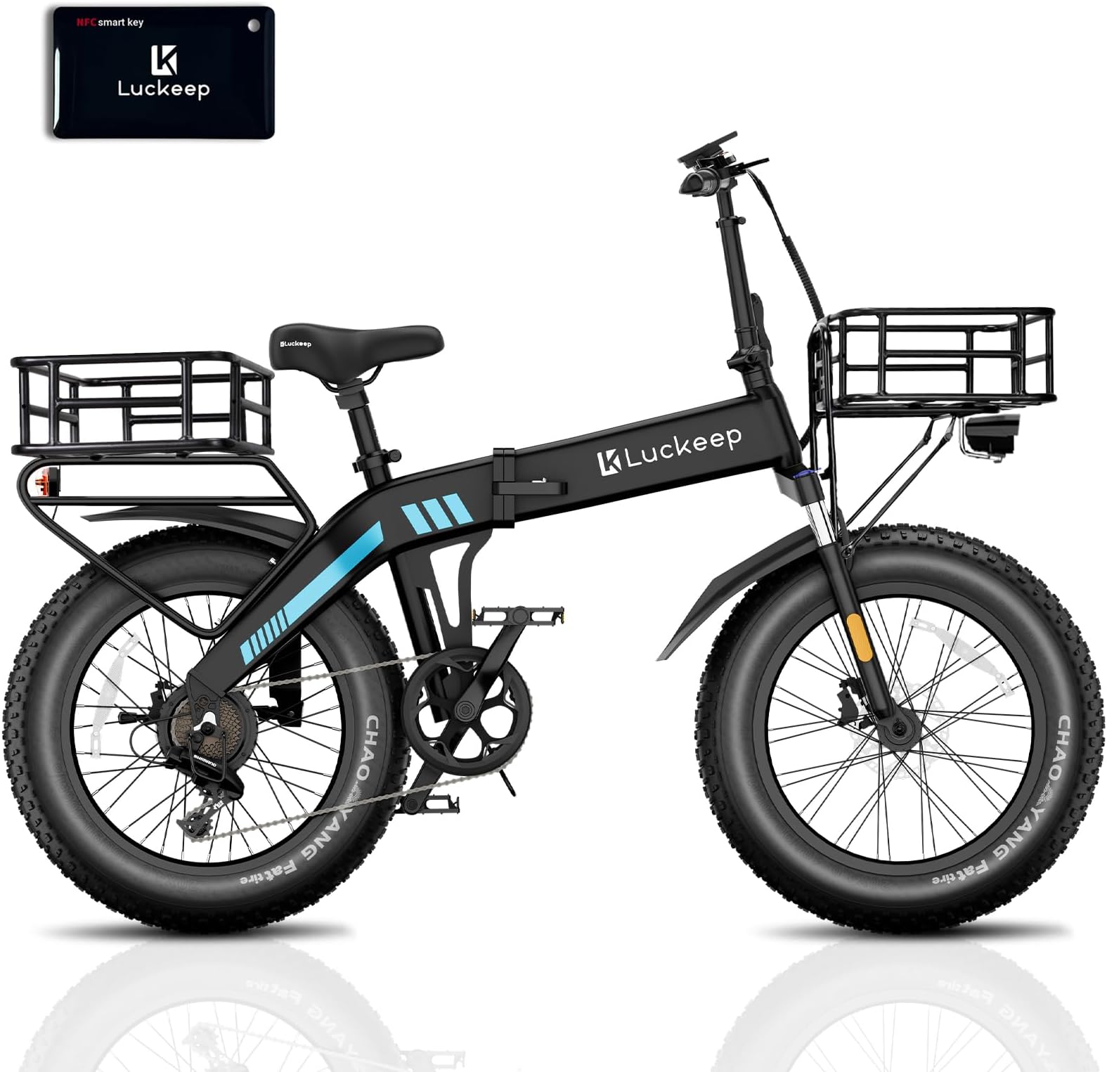 Folding Electric Bike for Adults 1200/1400W Peak Motor, 30/28MPH 60 Miles,720WH Battery 20x 4.0 Fat Tire Foldable Ebike with NFC/Anti-Theft/Hydraulic Brakes/APP UL Certified Electric Bicycles